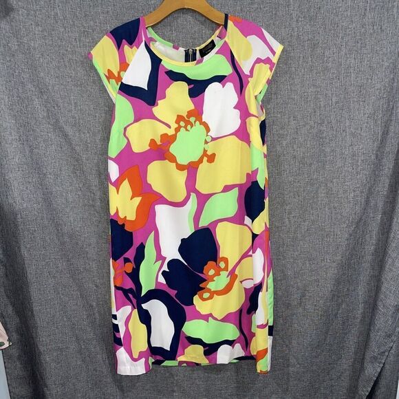 Laundry by Shelli Segal Womens Cap Sleeve Shift Dress Size 8 Floral Hawaii Happy - Picture 1 of 11